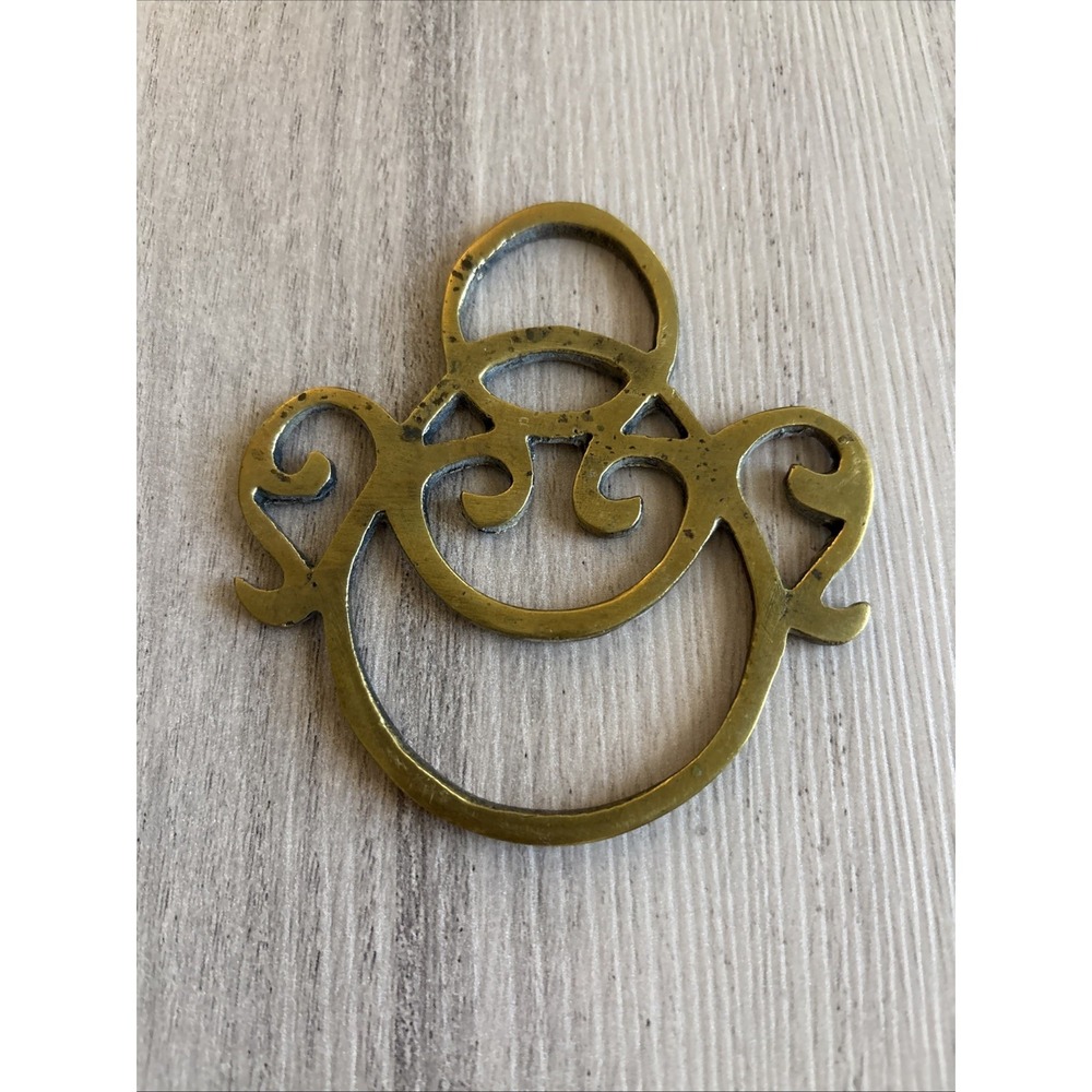 Vintage Brass Trivet Hot Plate 3.5" x 3.5" - Picture 2 of 4